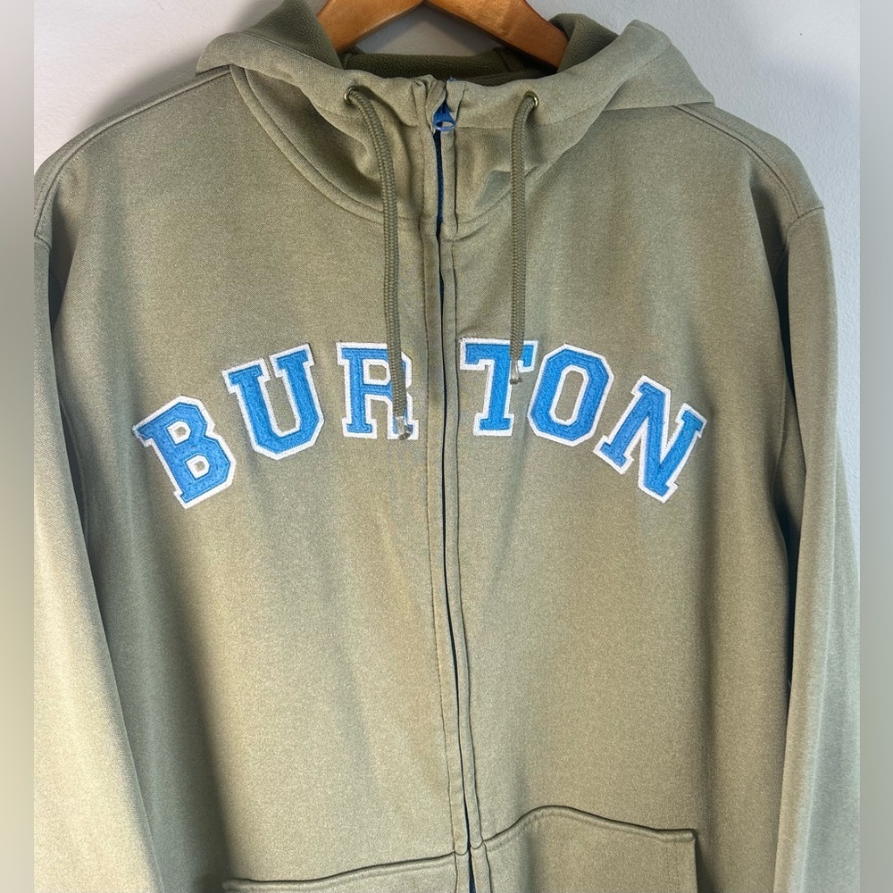 Burton Dryride Men’s Hoodie Sweater HB Bonded Full Zip Spellout Green Size M EUC - Picture 4 of 10